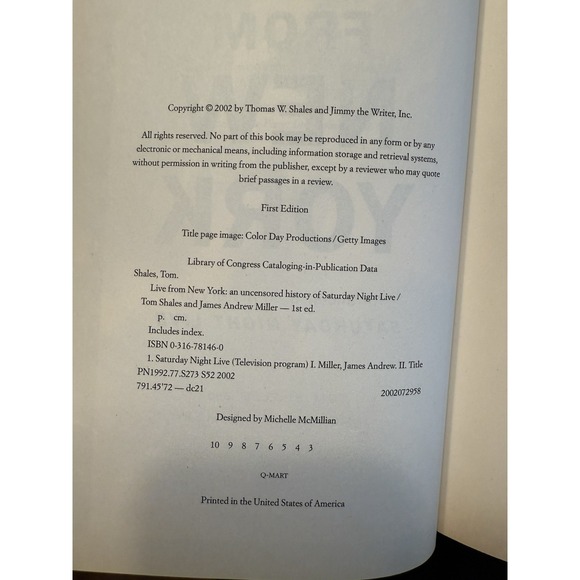 SNL Live from New York‎ An Uncensored History of Saturday Night HC Book 1st Ed - Picture 10 of 10